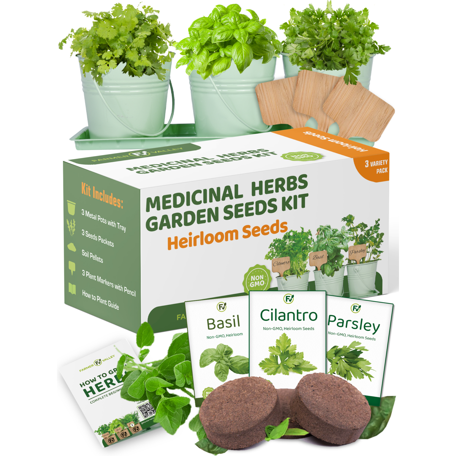 Herb Garden Starter Kit With Seeds (3 Varieties) FarmerValley